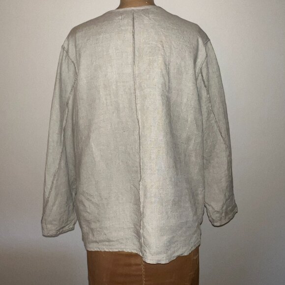 Cachaca Linen Blazer with Linen Rosette Buttons and Pockets - Size Small - Picture 11 of 12